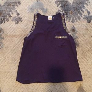 Purple rhinestone tank top